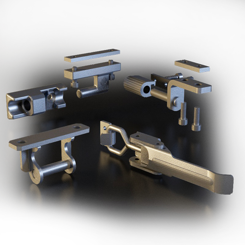 Hinges pins and fittings for aluminium sideboards